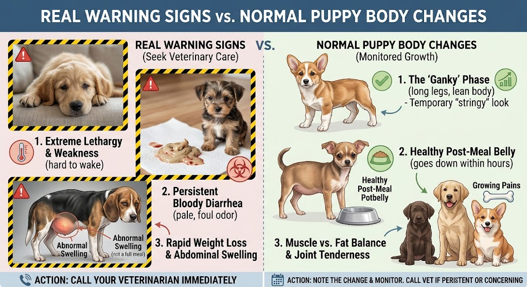 Real Warning Signs vs. Normal Puppy Body Changes