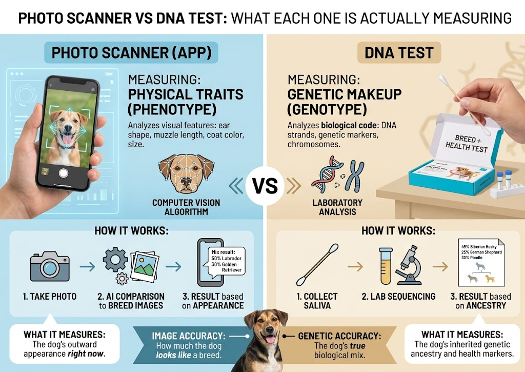 Photo Scanner vs DNA Test: What Each One Is Actually Measuring